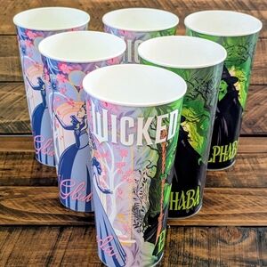 Wicked For Good 2025 Glinda Elphaba 44oz Plastic Cups Cinemark Theater SET of 6
